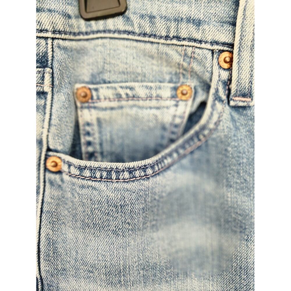 Vintage Y2K Levi's Size 11 Jr Blue Denim Long Button Fly A-Line Raw Hem Skirt - Picture 3 of 8